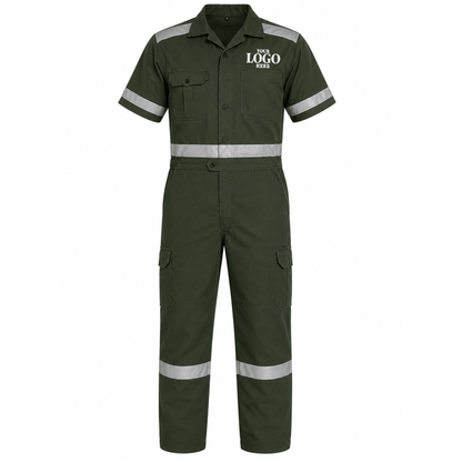 Coverall Short Sleeve (With Reflector) with Embroidery