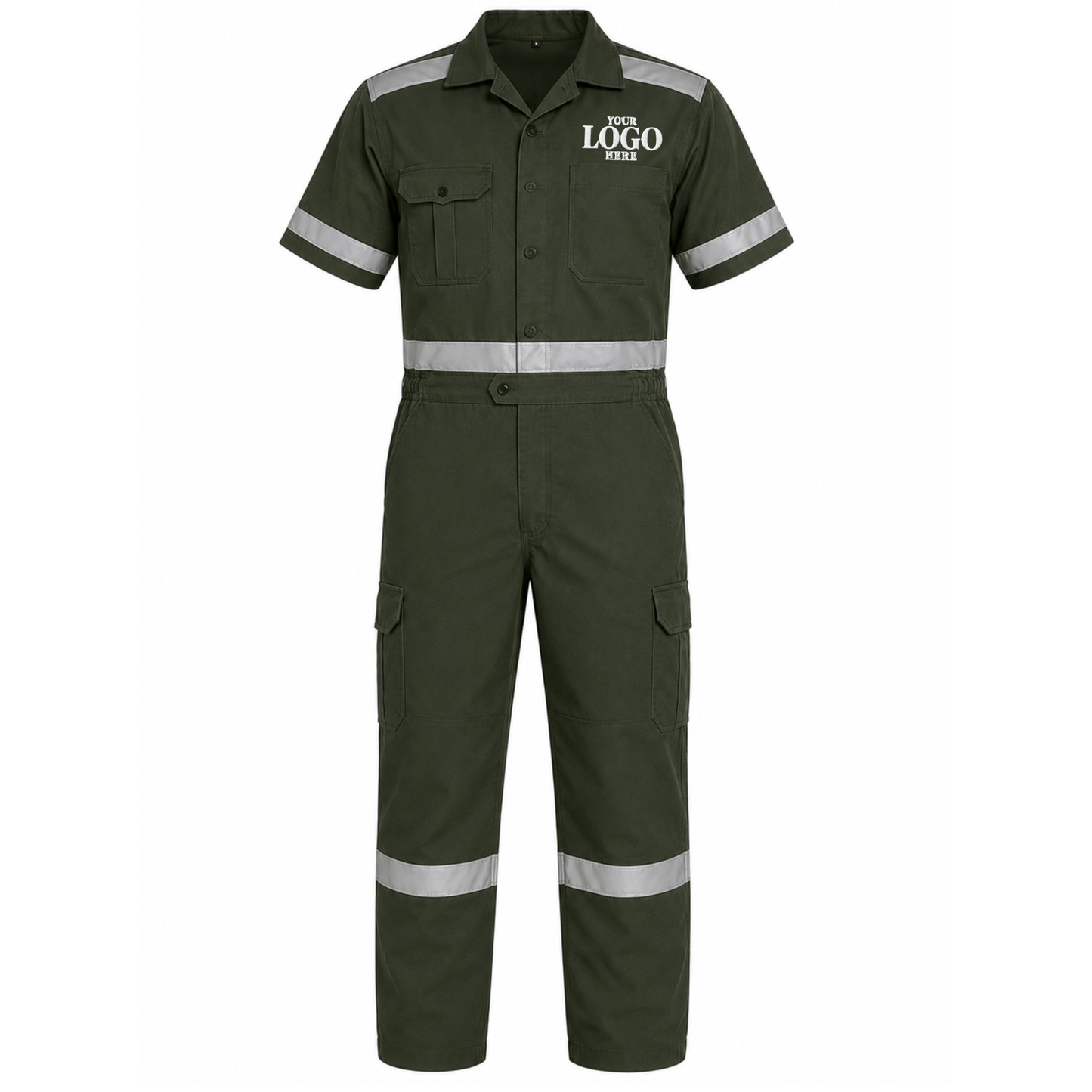 Coverall Short Sleeve (With Reflector) with Embroidery - Twill