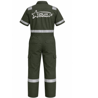 Coverall Short Sleeve (With Reflector) with Embroidery - Twill