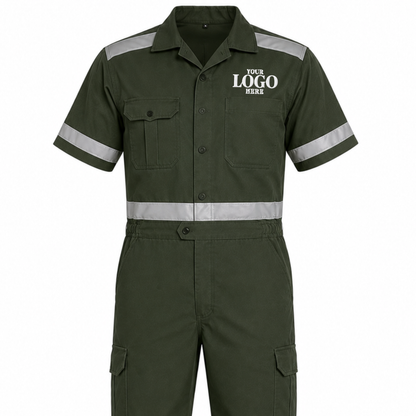 Coverall Short Sleeve (With Reflector) with Embroidery - Twill