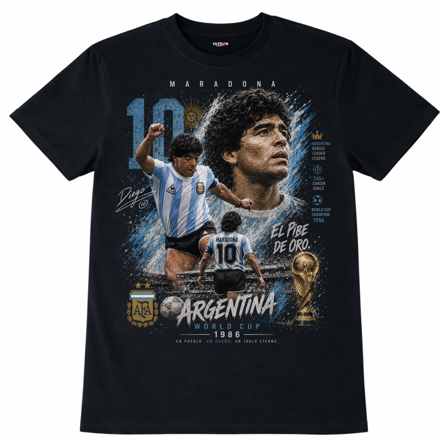 Diego Maradona "El Pibe de Oro" Graphic T-Shirt – Argentina Legends Edition