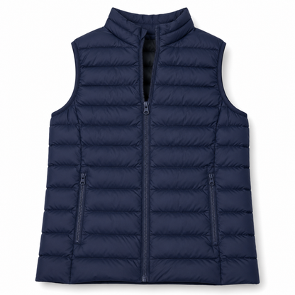 Sleeveless Puffer Jacket with Embroidery