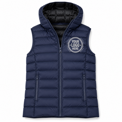 Sleeveless Puffer Jacket with Embroidery