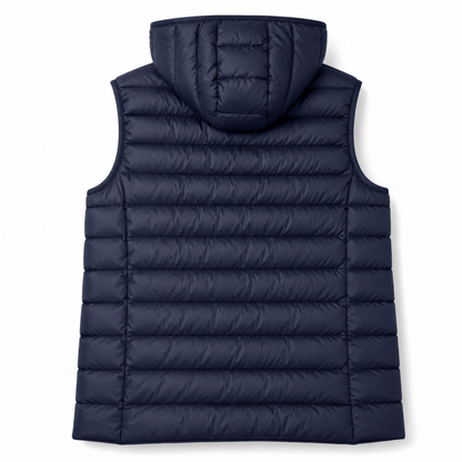 Sleeveless Puffer Jacket with Embroidery