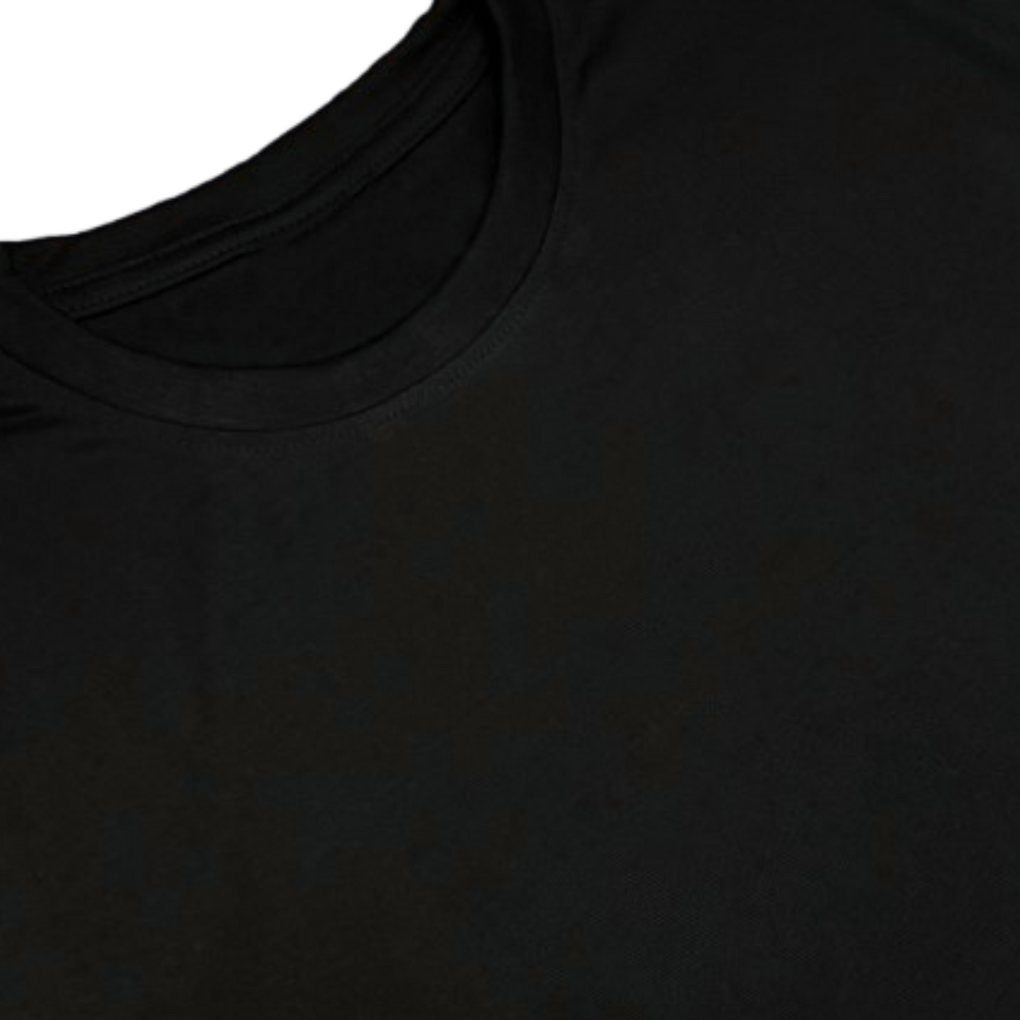 Close-up of black premium t-shirt