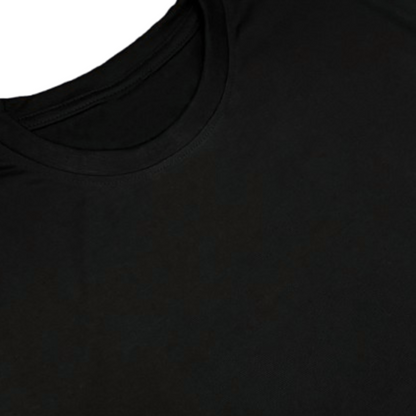 Close-up of black premium t-shirt