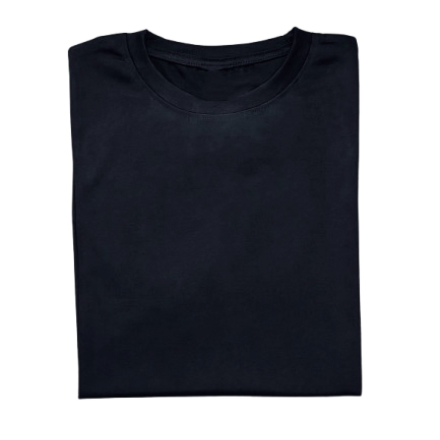 Folded premium black t-shirt on a white background