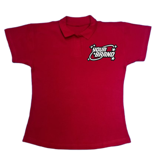 Ladies' polo shirt with Embroidery on a white background