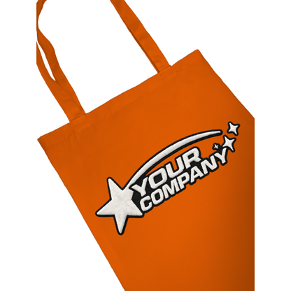 Orange tote bag with Embroidery space on a white background