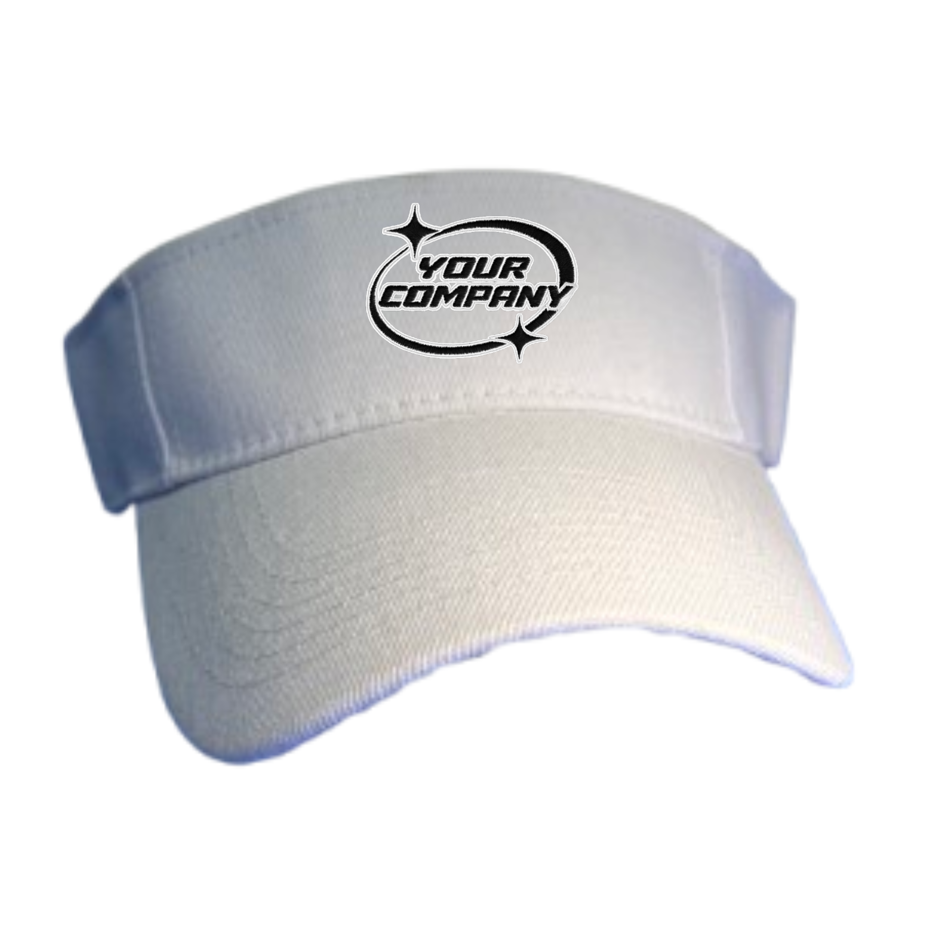 White visor with embroidery logo on a white background
