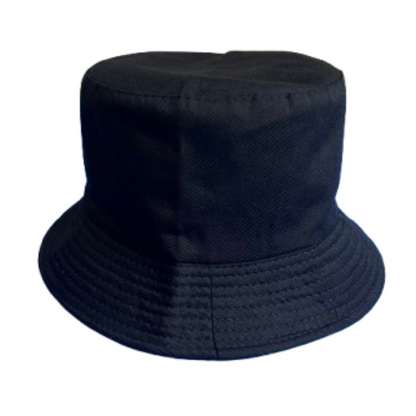 Black bucket hat on a white background