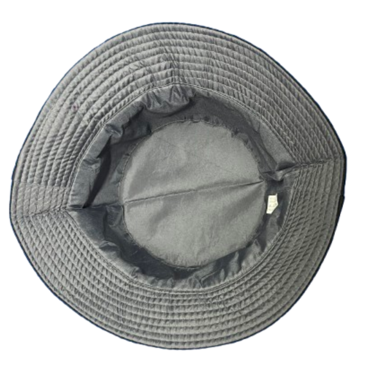 black bucket hat inside view on a white background