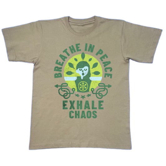 Breathe In Peace Heavyweight Yoga & Wellness T-Shirt with DTF print front view