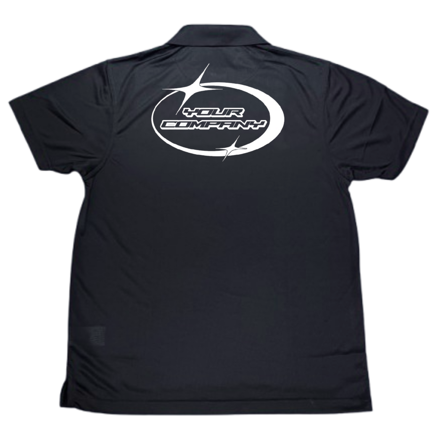 Back view of Dri-Fit Polo Shirt with DTF print – polyester UV-protected shirt by Anza Print Kenya