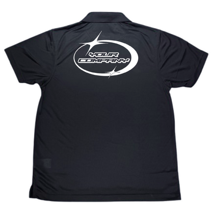 Back view of Dri-Fit Polo Shirt with DTF print – polyester UV-protected shirt by Anza Print Kenya