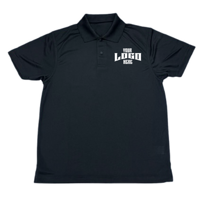 Front view of custom Dri-Fit Polo Shirt with DTF print – high-quality UV-protected fabric by Anza Print Kenya