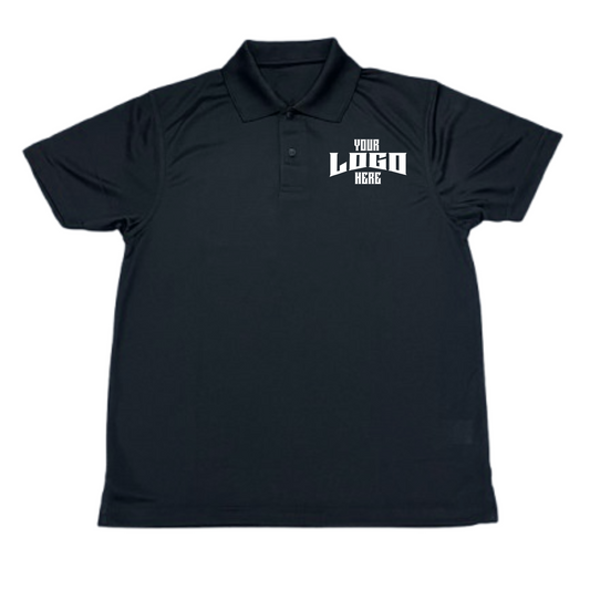 Front view of custom Dri-Fit Polo Shirt with DTF print – high-quality UV-protected fabric by Anza Print Kenya