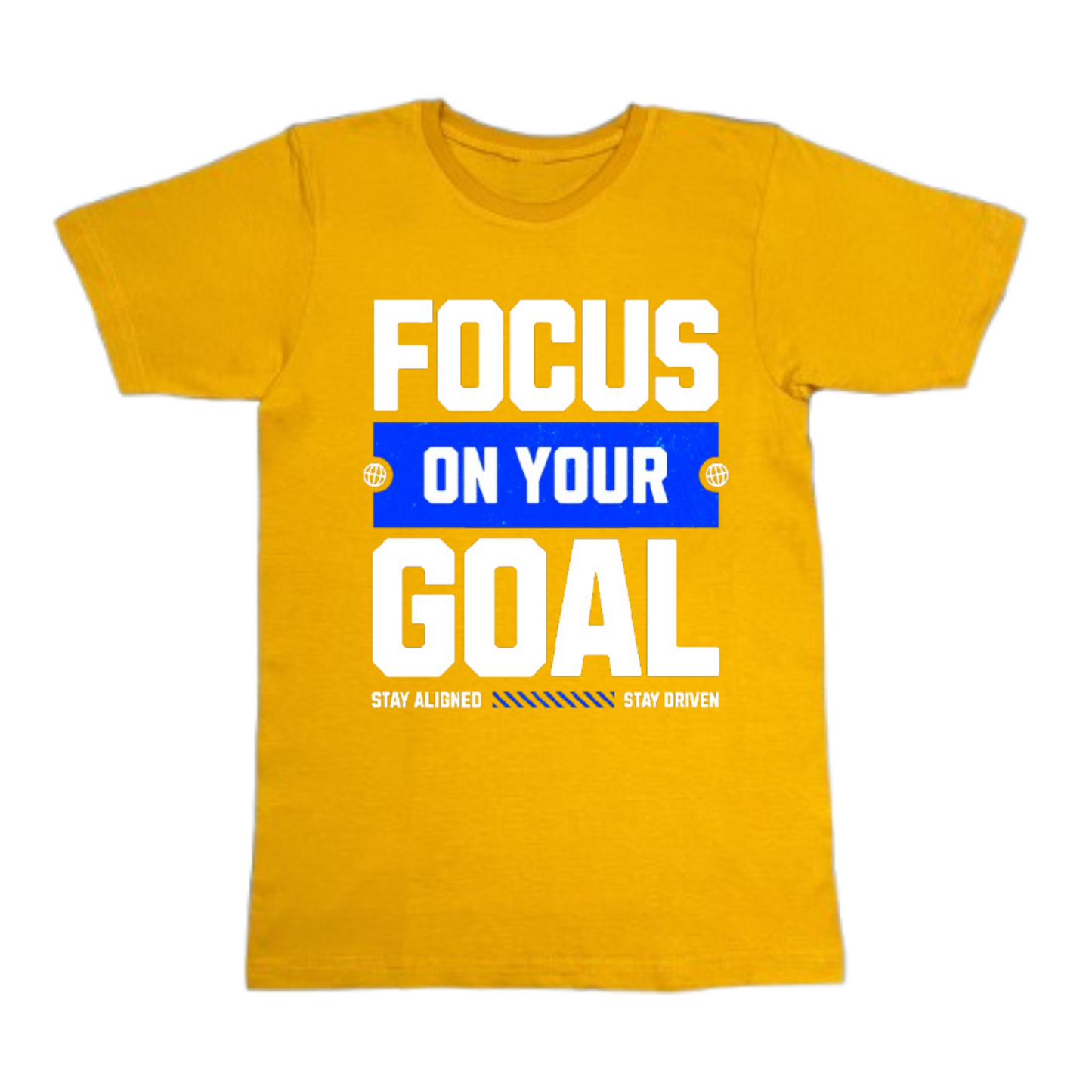 Focus On Your Goal Extra Heavy Inspirational T-Shirt with DTF print front view