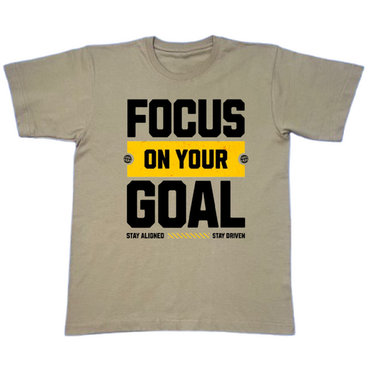 Focus On Your Goal Heavyweight Inspirational T-Shirt with DTF print front view