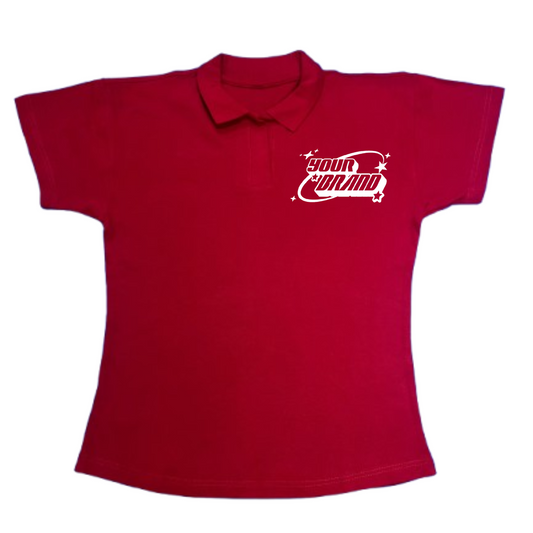 Front view of custom Ladies Polo Shirt with DTF print – Anza Print Kenya