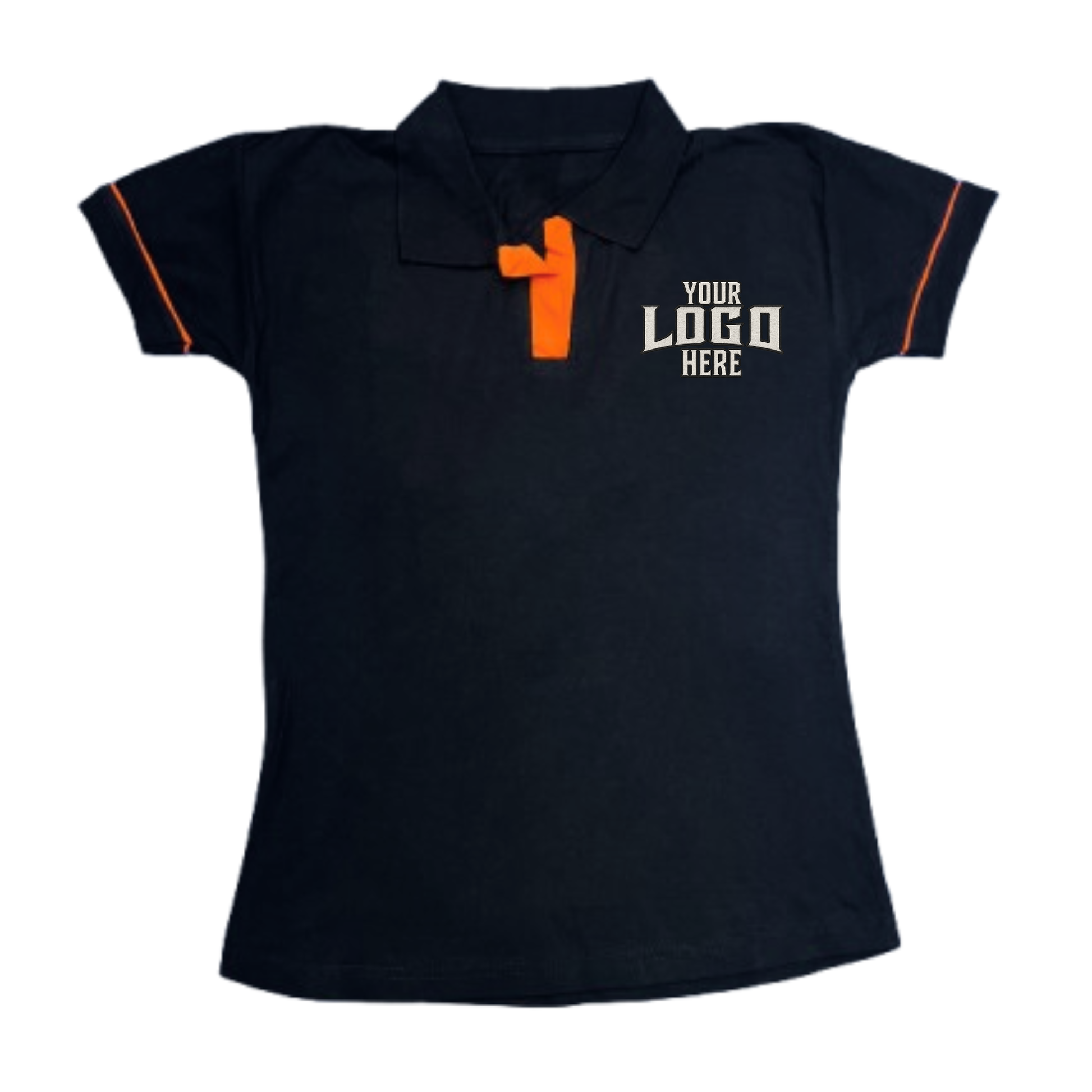 ladies multi color polo shirt with embroidery on a white background