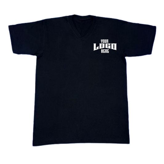 Front view of custom Lightweight V-Neck with example DTF print – Anza Print Kenya