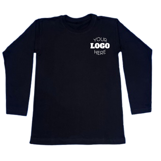 Front view of custom Longsleeve T-Shirt with example DTF print – Anza Print Kenya