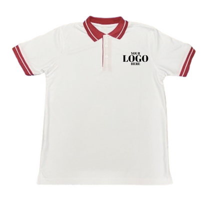 Front view of custom Multicolor Polo Shirt with example DTF print – Anza Print Kenya