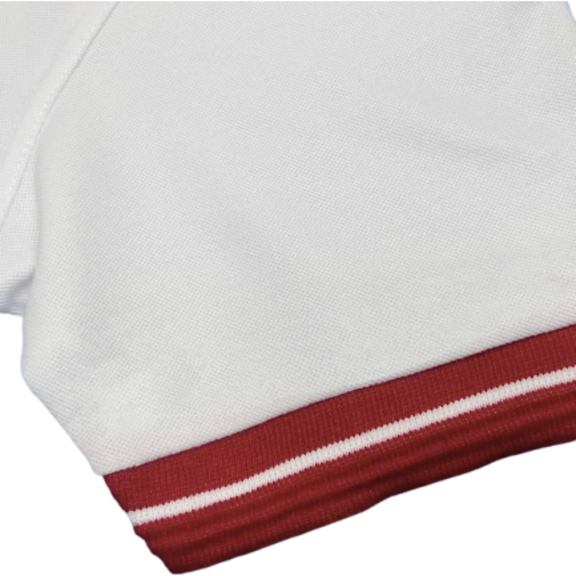 Multicolor Polo Shirt sleeve view showing cotton fabric  and multicolor design – Anza Print Kenya