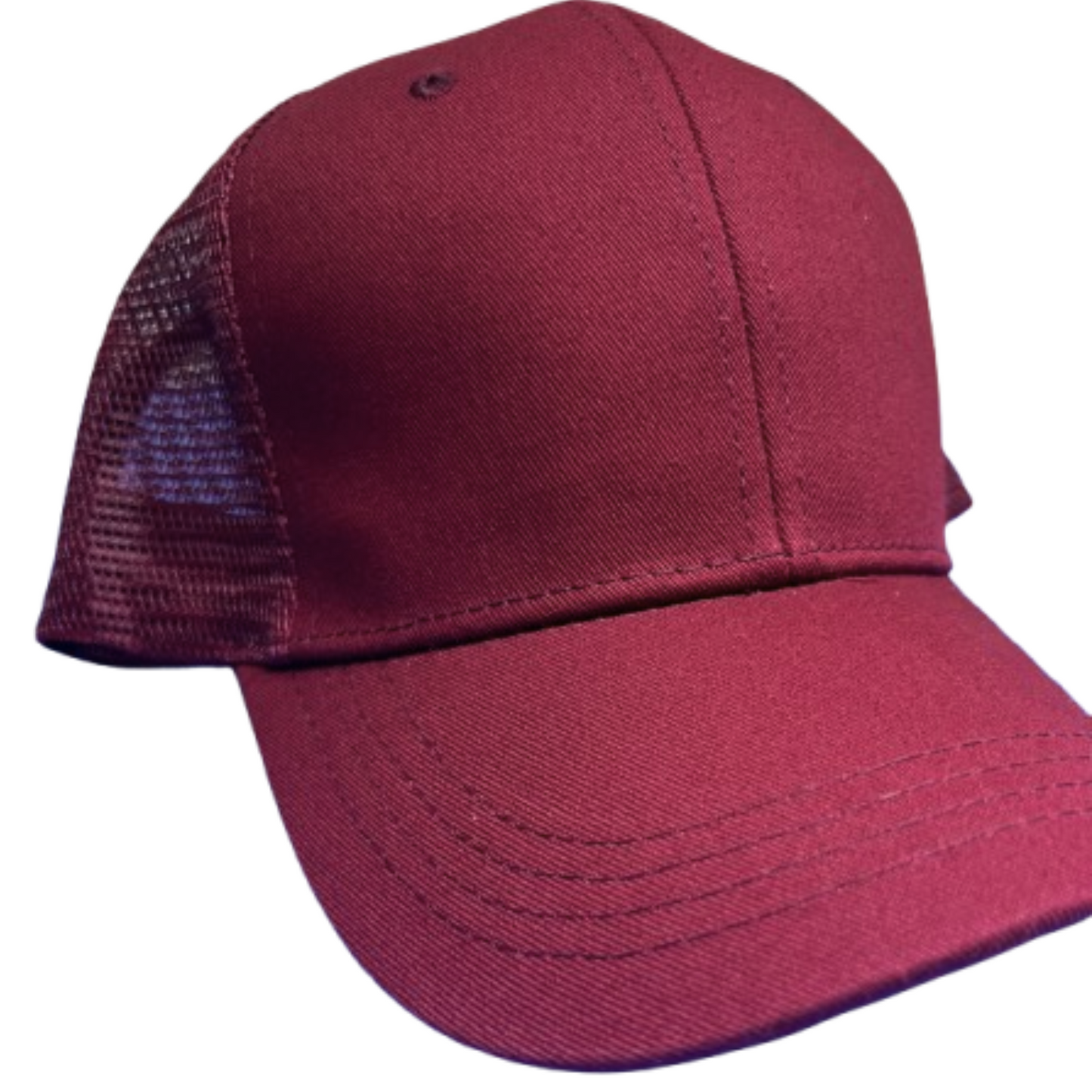 Clean front view of cotton-polyester Netback Cap blank and ready for DTF print  – Anza Print Kenya