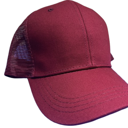 Clean front view of cotton-polyester Netback Cap blank and ready for DTF print  – Anza Print Kenya