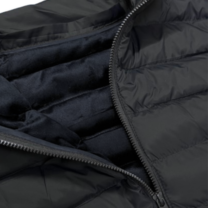 Close up Sleeveless Puffer Jacket view showing interior soft fabric – Anza Print Kenya