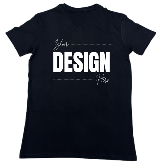 Front view of custom V-Neck with sample DTF print – Anza Print Kenya