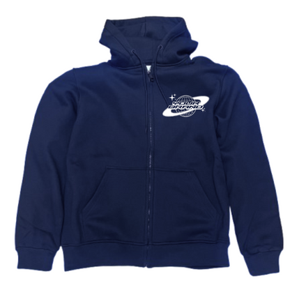 Front view of custom Zip-Up Hoodie with example DTF print – Anza Print Kenya